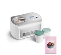 SPRINGLANE Sorbetière Elli 1,2 L avec compresseur auto-refroidissant 135 W, sorbetière en acier inoxydable avec bac à glace amovible (Argent, Machine et conteneur menthe)