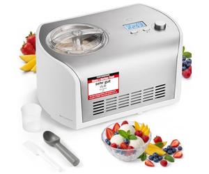 SPRINGLANE Sorbetière Elli 1,2 L avec compresseur auto-refroidissant 135 W, sorbetière en acier inoxydable avec bac à glace amovible (Argent, Machine)