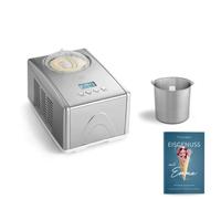 SPRINGLANE Sorbetière Emma 1,5 L avec compresseur auto-refroidissant 150 W, en acier inoxydable avec bac à glaçons amovible, avec livret de recettes (Argent avec récipient en acier inoxydable)