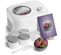 SPRINGLANE Sorbetière Eni 1 L avec compresseur auto-refroidissant 100 W (Blanc, avec 4 conteneurs gris)