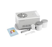 SPRINGLANE Sorbetière et yaourtière Elisa 2,0 L avec compresseur auto-refroidissant 180 W (Argent, avec accessoires et récipient gris)