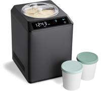 SPRINGLANE sorbetière & yaourtière Erika 2,5 L avec compresseur auto-refroidissant 250 W, sorbetière en acier inoxydable (Noir avec récipient menthe, 2,5 L)