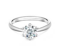 Springlight ✦ Cadeaux pour femmes en argent sterling S925 Moissanite Diamant Bagues 0,5 ct/1 ct/2 ct D Couleur VVS1 Pureté Ronde Moissanite Bagues de fiançailles Cadeau de mariage, Argent sterling,