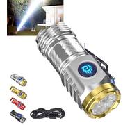 Springmart Mini Flashlight, Three-Eyed Monster Mini Flash Super Power Flashlight, Rechargeable Mini Clip On Flashlights With Five Lighting Modes,For Night Working, Camping, Fishing (Silver 1Pcs)