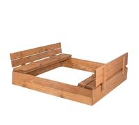 Springos Bac à sable en bois 120 x 120 cm avec imprégnation à base d'eau respectueuse de l'environnement, bords arrondis, géotextile, pin de qualité supérieure, à monter soi-même, planches durables de
