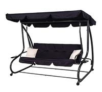 SPRINGOS Balancelle de Jardin 4 Places 220 x 162 cm avec 2 Coussins, Support pour Gobelet et Toit Réglable - Banc à Basculer de Jardin, Parfait pour Terrasse & Extérieur