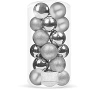 SPRINGOS Boule d'arbre de Noël ｜ Boule Artificielle ｜ Incassable ｜ Boule de Noël ｜ Paillettes ｜ Matt ｜ Brillant ｜ Décoration de Noël ｜ Noël (Argent)