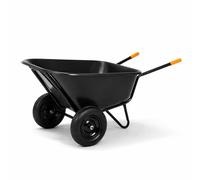 SPRINGOS - Brouette de jardin 300 litres à deux roues, capacité 160 kg, roues pneumatiques, bac en plastique, montage facile, pour travaux de jardinage et de construction