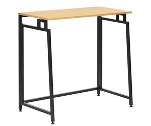 SPRINGOS Bureau pliable en bois et métal, 80 x 40 cm, marron clair/noir, pieds réglables en hauteur, charge maximale 30 kg, table compacte pour bureau et bureau à domicile, montage facile