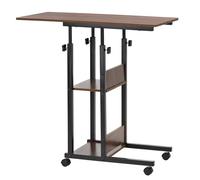 SPRINGOS Bureau réglable en hauteur avec étagères et 4 roulettes, 80 x 40 cm, marron foncé/noir, charge maximale 20 kg, table flexible pour bureau et bureau à domicile, montage facile
