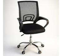 SPRINGOS Chaise de bureau pivotante réglable avec tissu micro-rapide, soutien lombaire ergonomique, pied chromé et roulettes en silicone, charge maximale : 120 kg