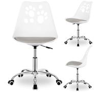 Springos Chaise de bureau pour enfant à partir de 6 ans, hauteur réglable, ergonomique, avec roulettes et siège facile à entretenir, design scandinave, blanche