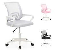 SPRINGOS Chaise de bureau réglable en hauteur avec dossier en maille Gris | Siège rembourré doux de 6 cm - Hauteur d'assise réglable - Pratique pour le bureau à domicile, l'apprentissage et le travail