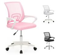 SPRINGOS Chaise de bureau réglable en hauteur avec dossier en maille Rose | Siège rembourré doux de 6 cm - Hauteur d'assise réglable - Pratique pour le bureau à domicile, l'apprentissage et le travail