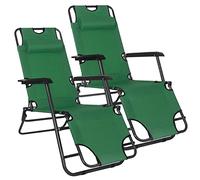 SPRINGOS Chaise longue de jardin en métal pliable avec repose-tête et repose-pieds 80 x 60 x 120 cm