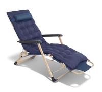 SPRINGOS Chaise Longue de Jardin Extra Haute avec accoudoirs - Fauteuil de Relaxation extérieur Pliable, Chaise Longue inclinable avec Coussin, idéale pour Le Balcon et la terrasse