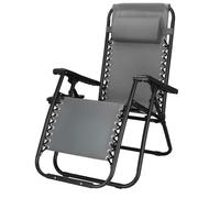 Springos® Chaise longue de jardin pliable Zero Gravity avec appui-tête et tablette latérale