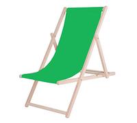 SPRINGOS Chaise Longue de Plage en Bois, Moderne, Pliable, jusqu'à 120 kg, Vert, 58 x 92 x 62 cm