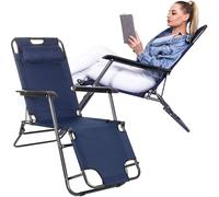 SPRINGOS Chaise Longue de Taille Moyenne avec Appui-tête et accoudoirs 60 x 120 x 85 cm