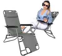 SPRINGOS Chaise Longue de Taille Moyenne avec Appui-tête et accoudoirs 60 x 120 x 85 cm