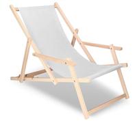 SPRINGOS Chaise Longue en Bois de hêtre Chaise Longue de Jardin avec accoudoirs Chaise Longue de Plage