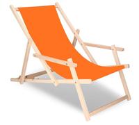 SPRINGOS Chaise Longue en Bois de hêtre Chaise Longue de Jardin avec accoudoirs Chaise Longue de Plage