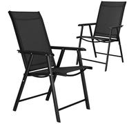 SPRINGOS Chaise Longue Jardin Exterieur Pliable 2X Fauteuils Relax Acapulco Pliants Terrasse Camping Métal Rattan Textilene - Fauteuils Confortables pour Balcon et Terrasse