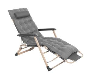 SPRINGOS Chaise Longue Pliable 66 x 137 x 92 cm - Transat de Jardin avec Coussin, Tête Repose et Pieds Ajustables, Chaise Longue Extérieure Résistante aux Intempéries pour Terrasse, Balcon & Jardin