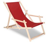 Springos® Transat De Jardin Chaise Longue Pliante En Bois Avec Accoudoirs Multicolore