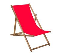 SPRINGOS Chaise longue pliante en bois imprégné Chaise longue pliante Chaise de camping Chaise de plage en bois de hêtre Rouge 58x124cm