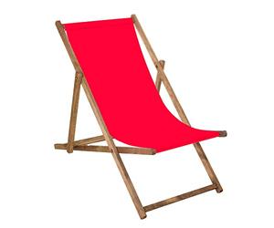 SPRINGOS Chaise longue pliante en bois imprégné Chaise longue pliante Chaise de camping Chaise de plage en bois de hêtre Rouge 58x124cm