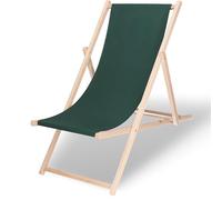 SPRINGOS Chaise Longue Pliante en Bois Massif pour Jardin et Petit Balcon système de sécurité 3 Positions Chaise Longue Pliante en Bois avec Tissu