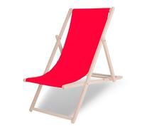 SPRINGOS Chaise Longue Pliante en Bois Massif pour Jardin et Petit Balcon système de sécurité 3 Positions Chaise Longue Pliante en Bois avec Tissu