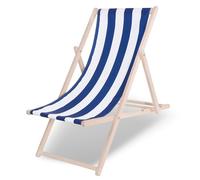 SPRINGOS Chaise Longue Pliante en Bois Massif pour Jardin et Petit Balcon système de sécurité 3 Positions Chaise Longue Pliante en Bois avec Tissu