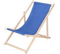 SPRINGOS Chaise longue pliante réglable sur 3 positions - En bois massif avec barre de sécurité - Pour balcon, terrasse et plage - Charge maximale : 120 kg - À monter soi-même - Bleu marine