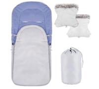 Springos® chancelière bébé universelle pour poussette, luge, siège auto et landau 4 en 1 | 90 cm - bleu / gris