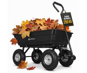 SPRINGOS Chariot de jardin avec fonction basculante - Charge maximale : 250 kg - 75 l - Brouette - Diable - Pneus à air