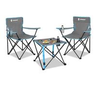 SPRINGOS Ensemble de table de camping pliant avec 2 chaises, sac de transport, pour l'extérieur, avec porte-gobelet et réglage en hauteur, pour la pêche, le balcon, les festivals