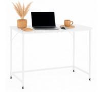SPRINGOS Établi en métal blanc 100 x 50 cm avec plateau de table en MDF + pieds réglables en hauteur et traverses pour bricolage, cave et atelier - Charge maximale : 50 kg