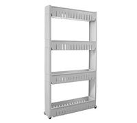 SPRINGOS - Étagère Mobile Polyvalente de Salle de Bains sur Pied - 4 Compartiments - Support pour Machine à Laver - WC - Gris (101,5 x 54 x 12,5 cm)