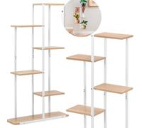 SPRINGOS Étagère sur pied à 6 niveaux en bois blanc moderne avec étagères - Étagère ouverte en MDF pour salon et petits espaces - Bibliothèque peu encombrante - Combinaison métal et bois