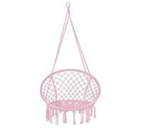 Springos Fauteuil Suspendu Boho Nid d’Oiseau 120 cm Rose - Balançoire pour Intérieur & Jardin, Charge Max 150 kg, Coton/Polyester, Cadre métallique, Franges, Parfait pour Balcon et Chambre d’Enfant