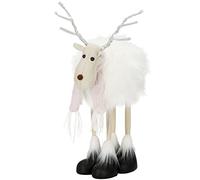 SPRINGOS Figurine décorative de Noël Renne avec bois de cerf et LED Blanc 48 cm Décoration d'hiver