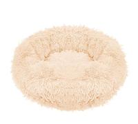 SPRINGOS Lit pour chien, rond, fourrure synthétique, à poils longs, confortable, douillet, dessous antidérapant (90 cm, crème)