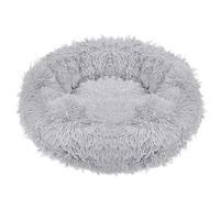SPRINGOS Lit pour chien, rond, fourrure synthétique, confortable, douillet, dessous antidérapant (110 cm, gris)