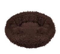 SPRINGOS Lit pour chien, rond, fourrure synthétique, confortable, douillet, dessous antidérapant (90 cm, marron)