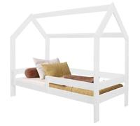 Springos® Lit Pour Enfant En Forme De Maison Avec Sommier, Toit Et Barrière Antichute 80 X 160 Cm Multicolore