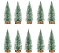 SPRINGOS Lot de 10 mini arbres de Noël artificiels avec véritable tronc d'arbre 25 cm Décoration de table Petit pin