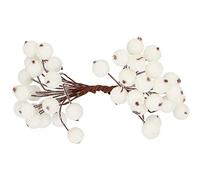 SPRINGOS Lot de 100 baies décoratives blanches givrées - Diamètre : 12 mm - Branches décoratives