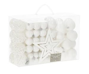 SPRINGOS Lot de 100 boules de sapin de Noël en plastique avec pointe de sapin - Boules blanches - Décoration pour Noël, fête, mariage